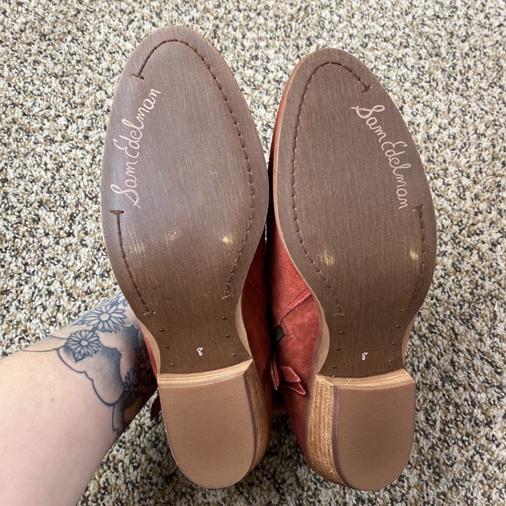 Sam Edelman Rust Red Packer Suede Ankle Bootie - Picture 6 of 10